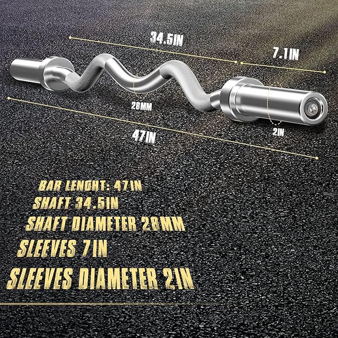 Olympic Curl EZ Barbell, 4Feet 10kg, all chromed coating, for men and women